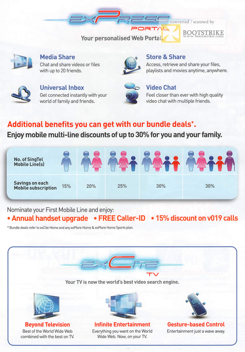 PC Show 2011 price list image brochure of Singtel Express Portal Media Share Universal Inbox Store Share Video Chat TV