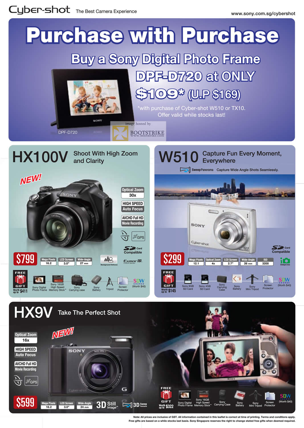 PC Show 2011 price list image brochure of Sony Digital Cameras Cybershot DSC HX100V W510 HX9V