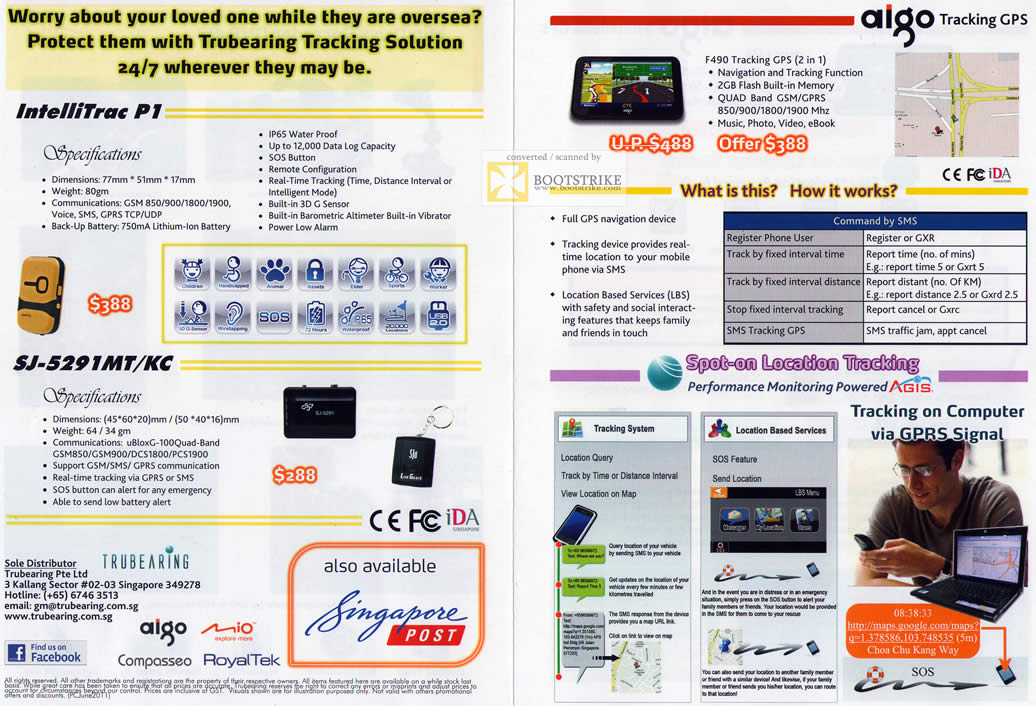 PC Show 2011 price list image brochure of IKnow Aigo GPS IntelliTrac P1 Sj-5291 MT KC Spot-On Location Tracking AGIS GPRS F490