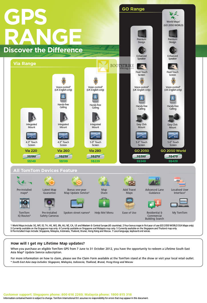 PC SHOW 2012 price list image brochure of AAAs Com TomTom GPS Via 220, 260, 280 Go 2050, 2050 World