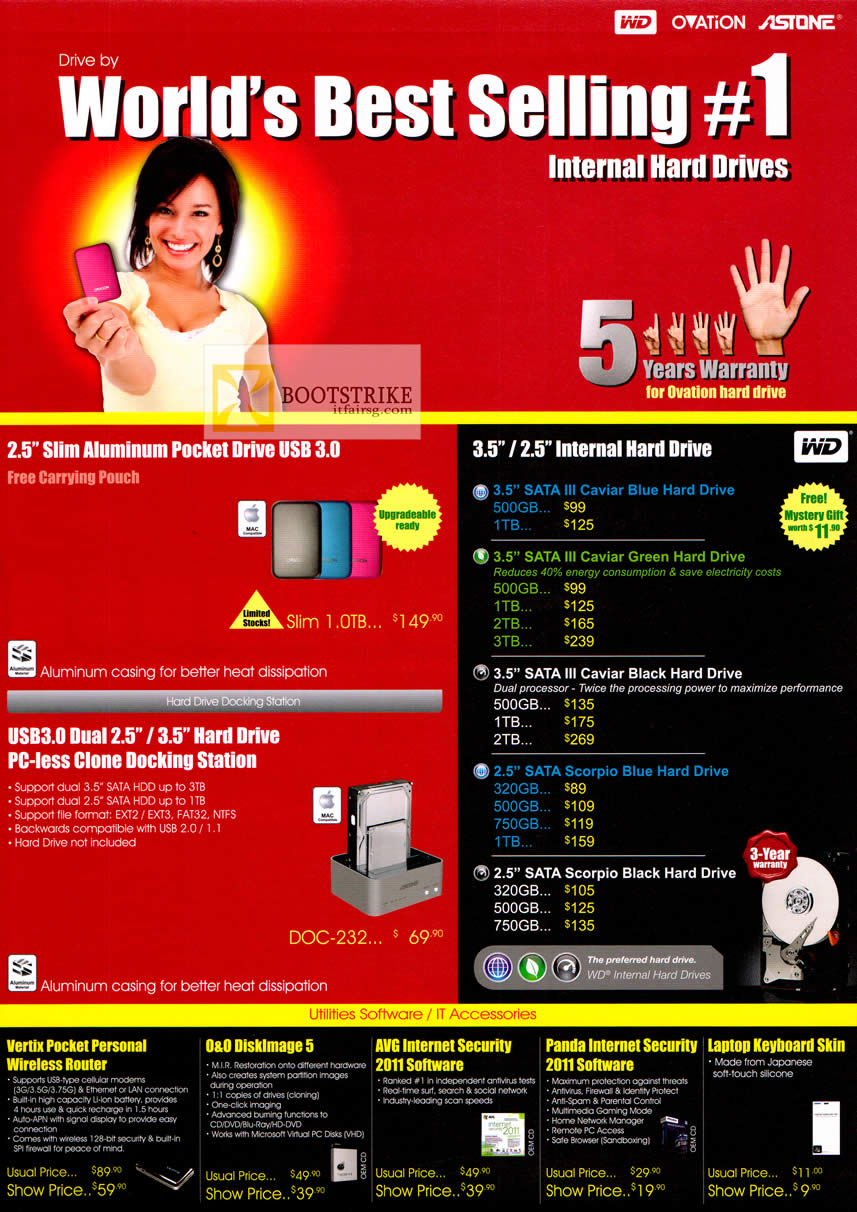 PC SHOW 2012 price list image brochure of Achieva External Storage, Internal Hard Disk Western Digital Caviar Blue, Scorpio, Vertix Pocket Personal, Panda Internet Security