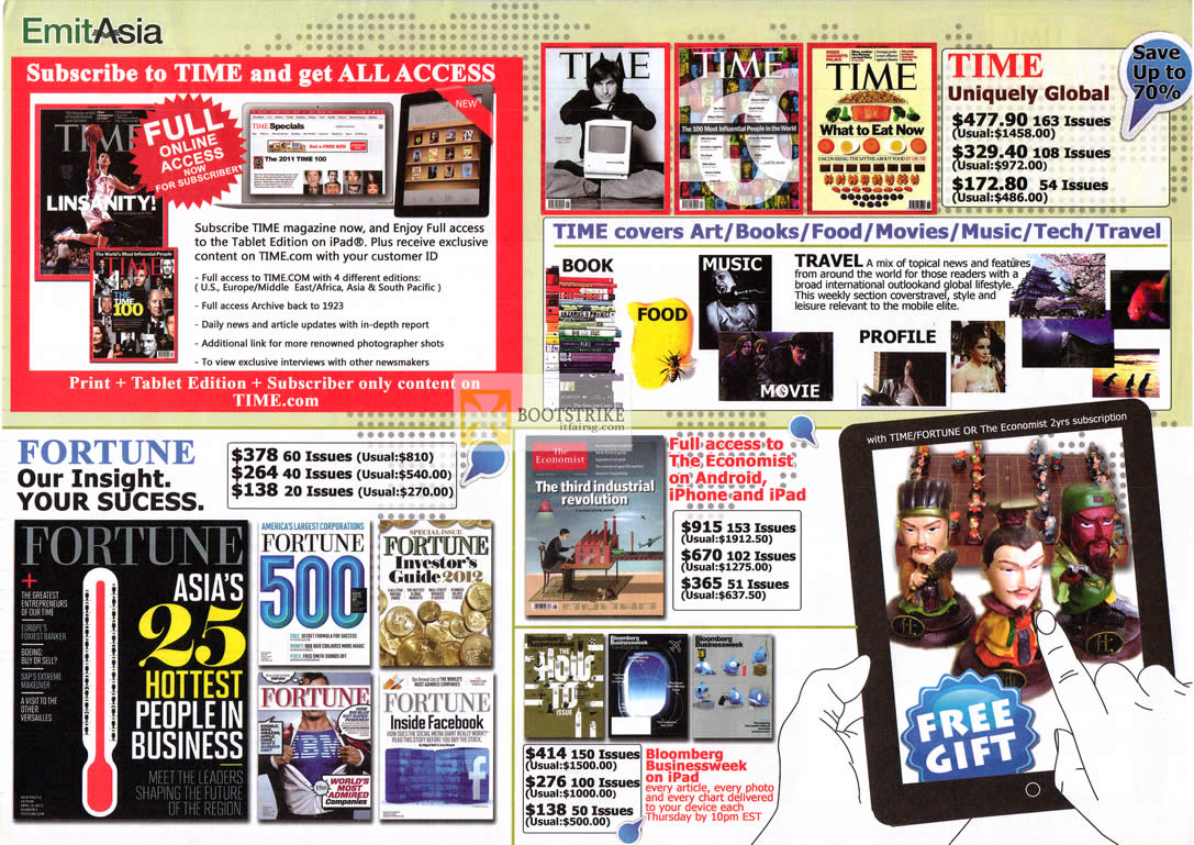 PC SHOW 2012 price list image brochure of Emit Asia Magazines Time, Fortune, The Economist