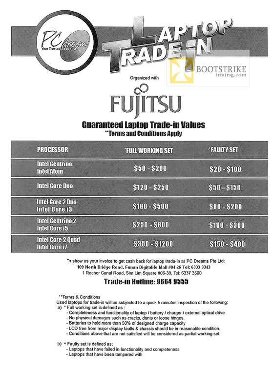 PC SHOW 2012 price list image brochure of Fujitsu PC Dreams Laptop Trade In Values