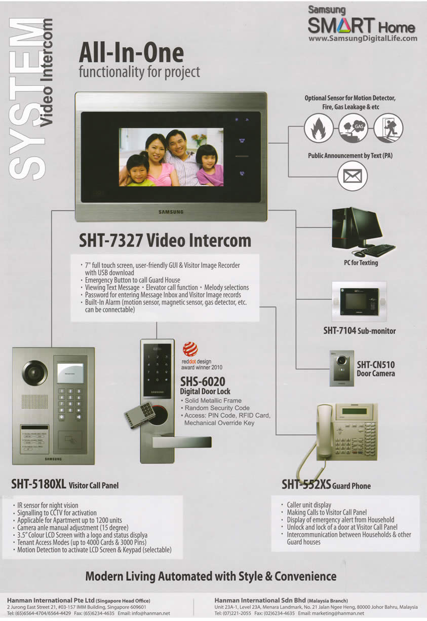 PC SHOW 2012 price list image brochure of Hanman Video Intercom SHT-7327 Samsung Smart Home