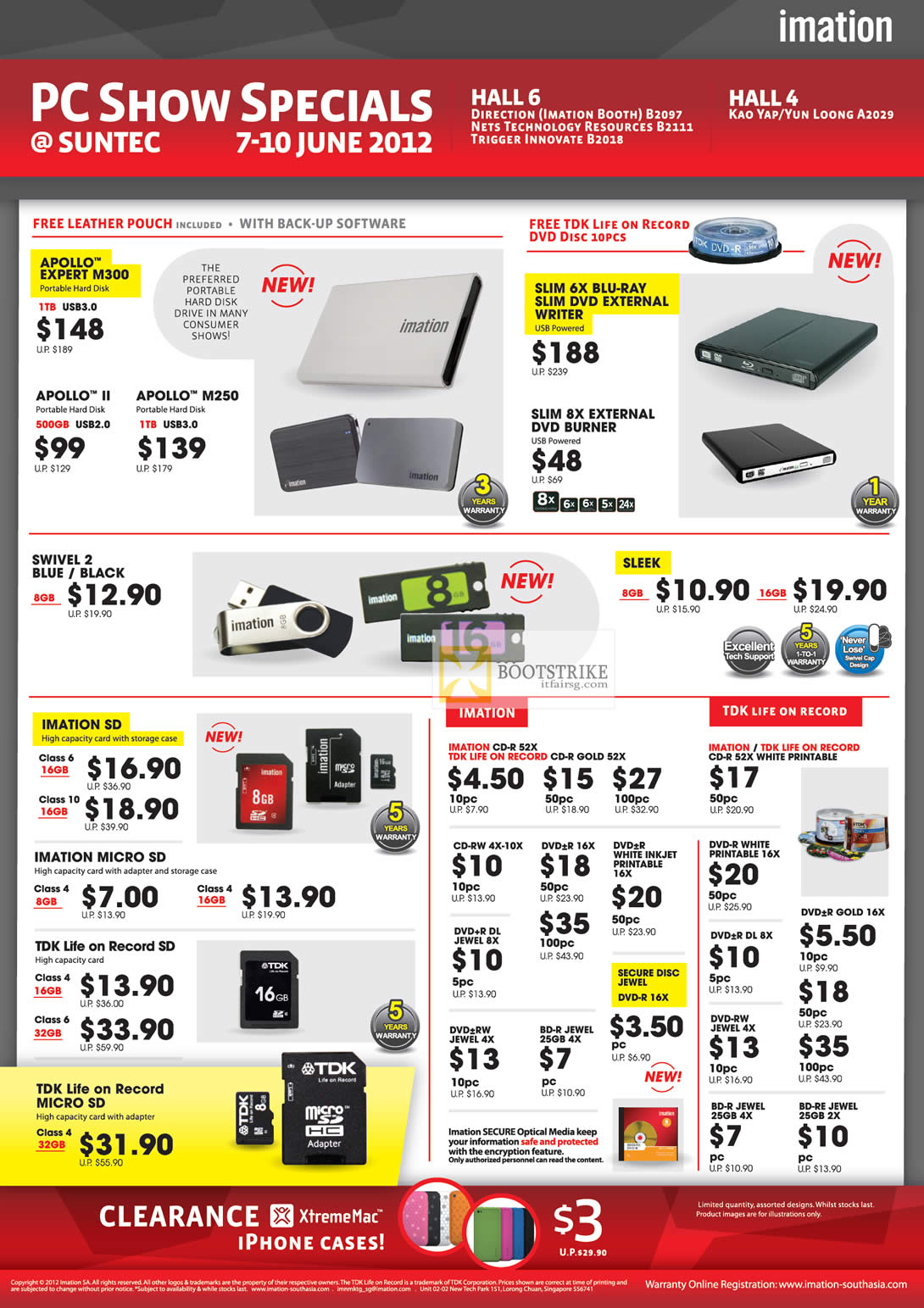 PC SHOW 2012 price list image brochure of Imation External Storage Apollo Expert M300, II, M250, External Optical Driv, USB Flash Drive Swivel 2, Sleek, SD Memory Card MicroSD, CD-R DVD-R