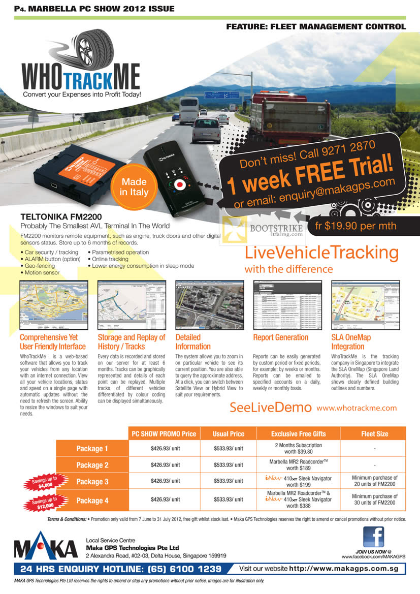 PC SHOW 2012 price list image brochure of Maka Marbella GPS WhoTrackMe Teltonika FM2200 Package