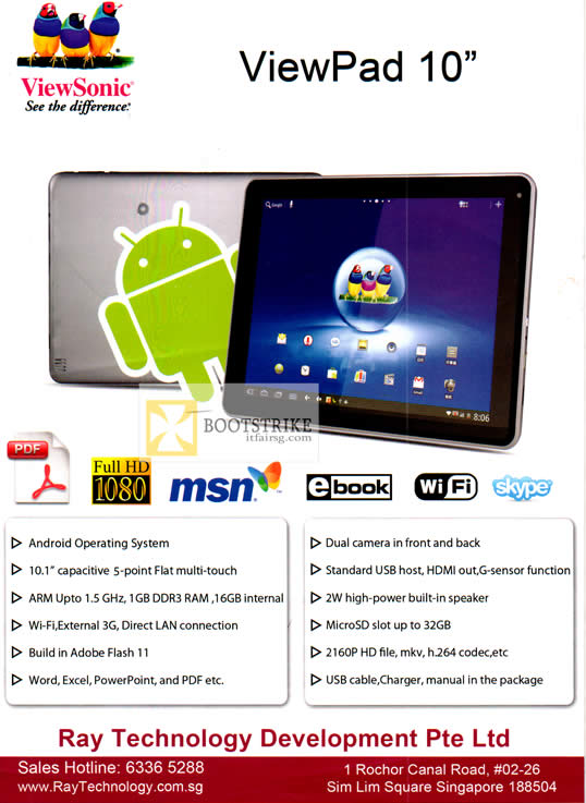 PC SHOW 2012 price list image brochure of Ray Tech Viewsonic ViewPad 10 Andorid Tablet