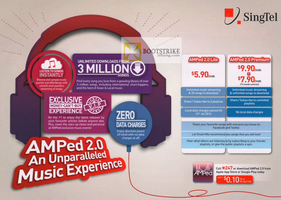 PC SHOW 2012 price list image brochure of Singtel AMPed 2.0 Lite, Premium