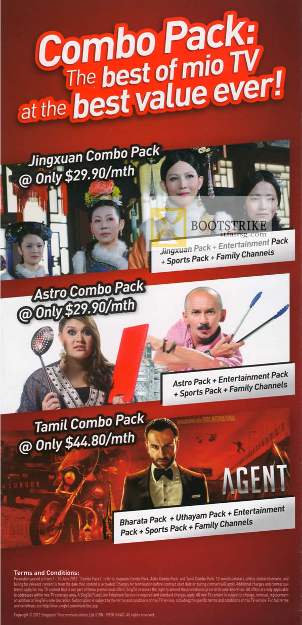 PC SHOW 2012 price list image brochure of Singtel Mio TV Combo Packs, Jingxuan Combo Pack, Astro, Tamil Combo Pack