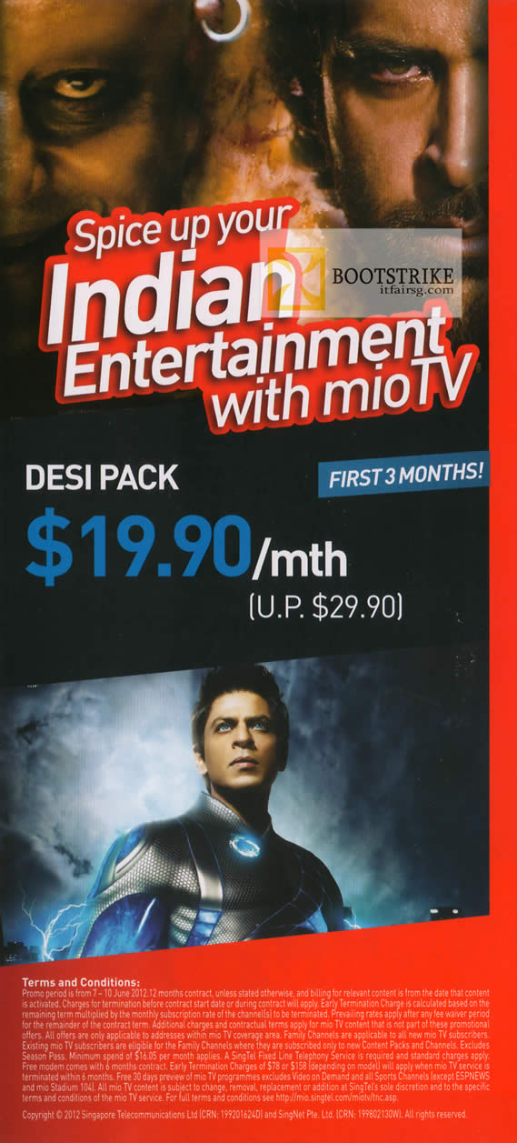 PC SHOW 2012 price list image brochure of Singtel Mio TV Desi Pack