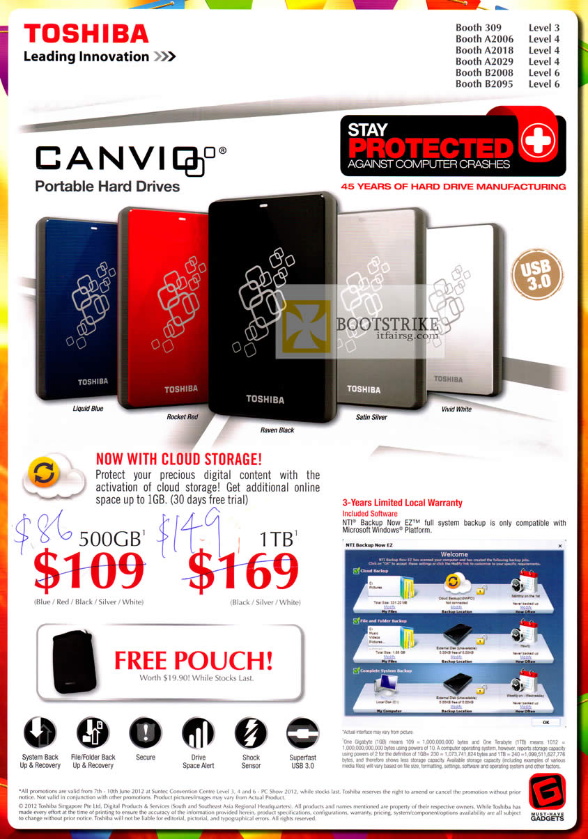 PC SHOW 2012 price list image brochure of Toshiba External Storage Canvio Drives, Cloud Storage