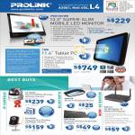 Prolink Pro1301WE Mobile LED Monitor, TW8 Tablet PC, IP Cam PIC1003WP, Keyboard, Mouse, PIC1005WN, WNR1012 Wireless N Router