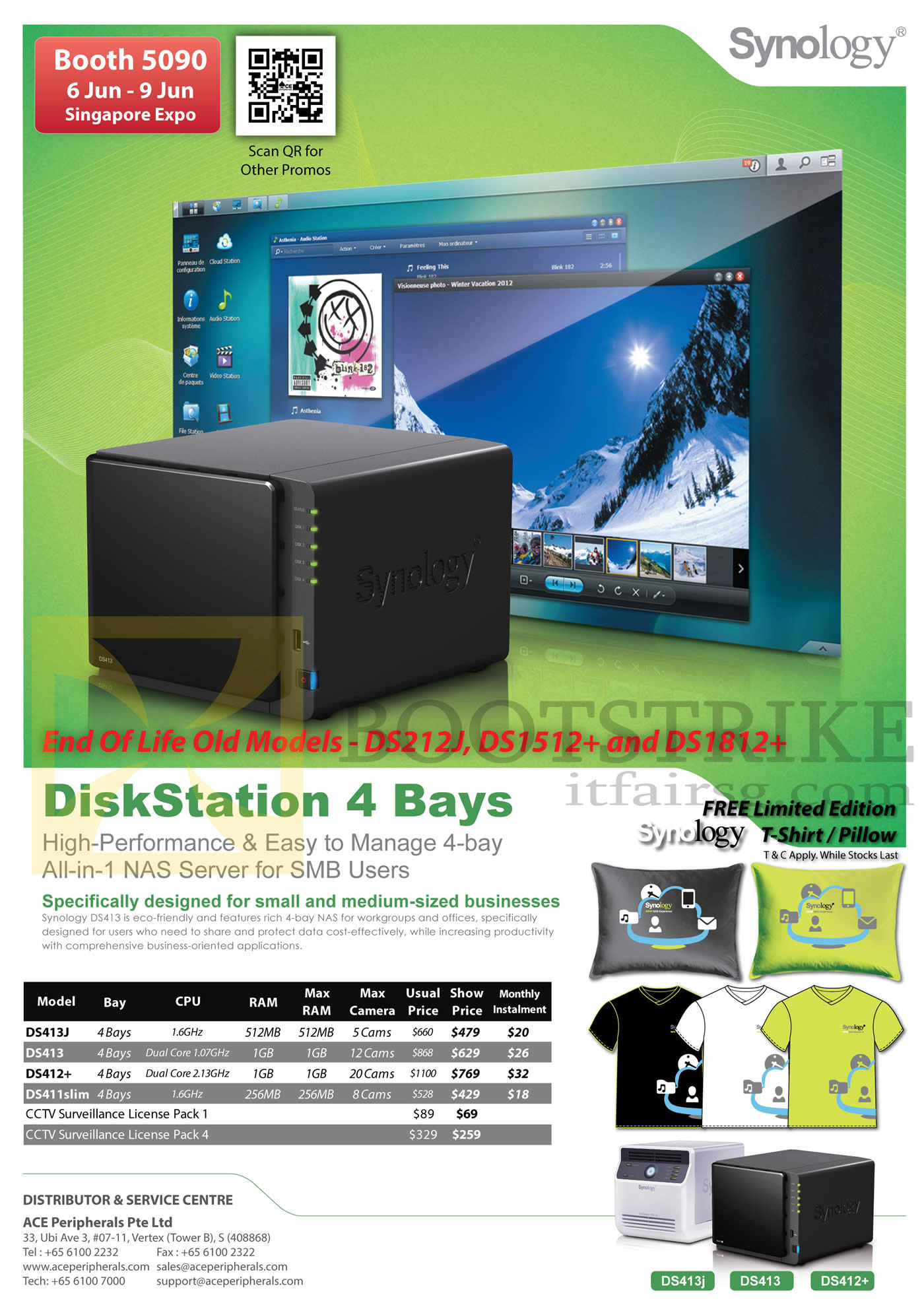 PC SHOW 2013 price list image brochure of Ace Peripherals Synology NAS DiskStation DS413J DS413 DS412 Plus, DS411Slim