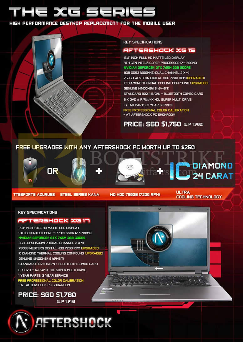 PC SHOW 2013 price list image brochure of Aftershock Notebooks XG15, XG17