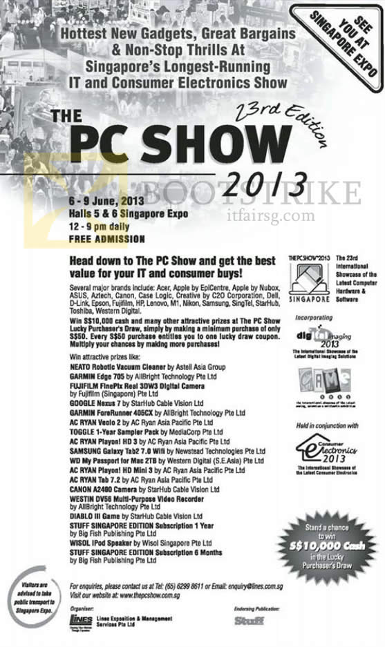 PC SHOW 2013 price list image brochure of Dates, Times, Venues, Exhibitors, Brands, Lucky Draw