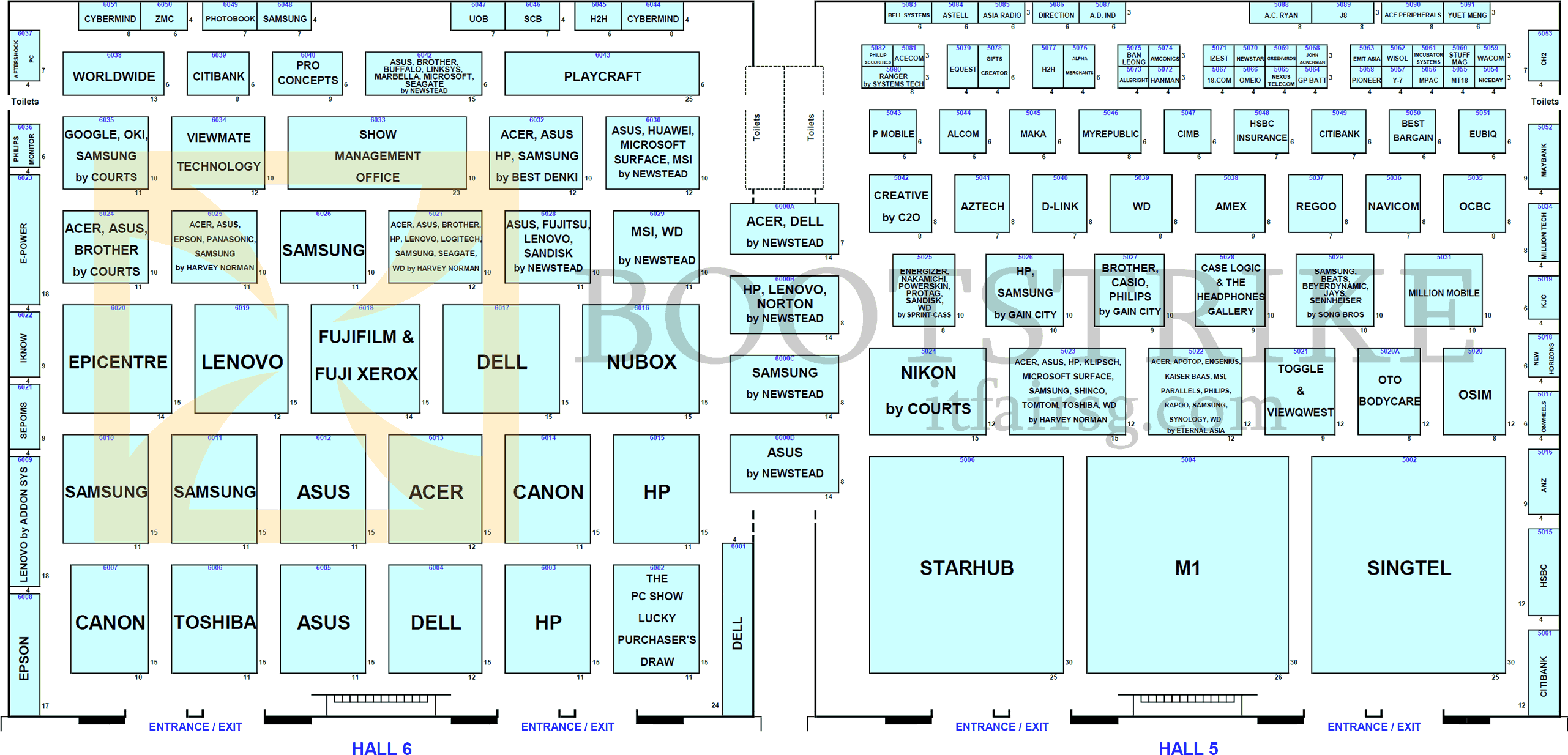 PC SHOW 2013 price list image brochure of Floor Plan Map Full Hall 5, Hall 6, Singapore Expo PC SHOW 2013