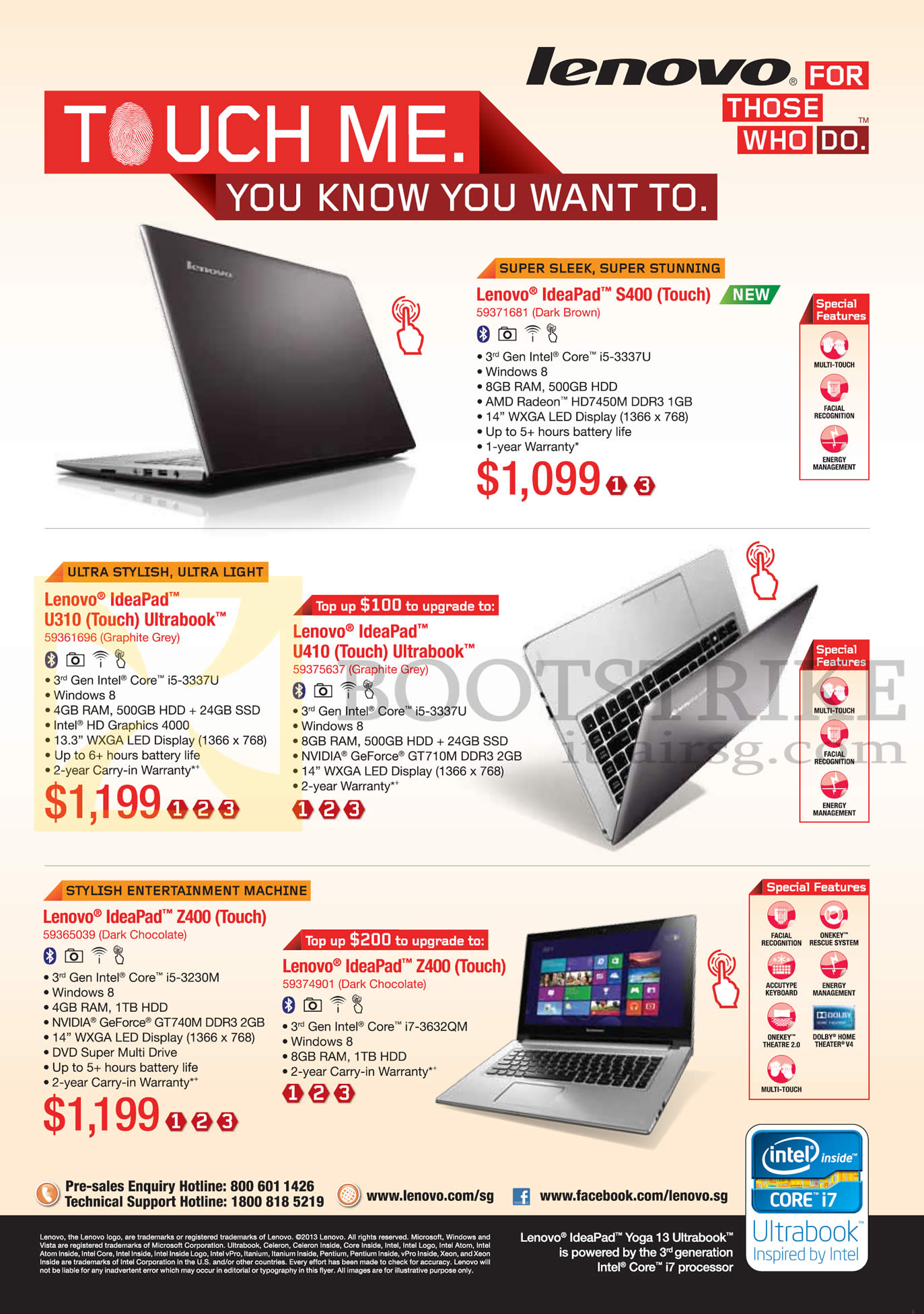 PC SHOW 2013 price list image brochure of Lenovo Notebooks Ideapad S400, U310, U410, Z400