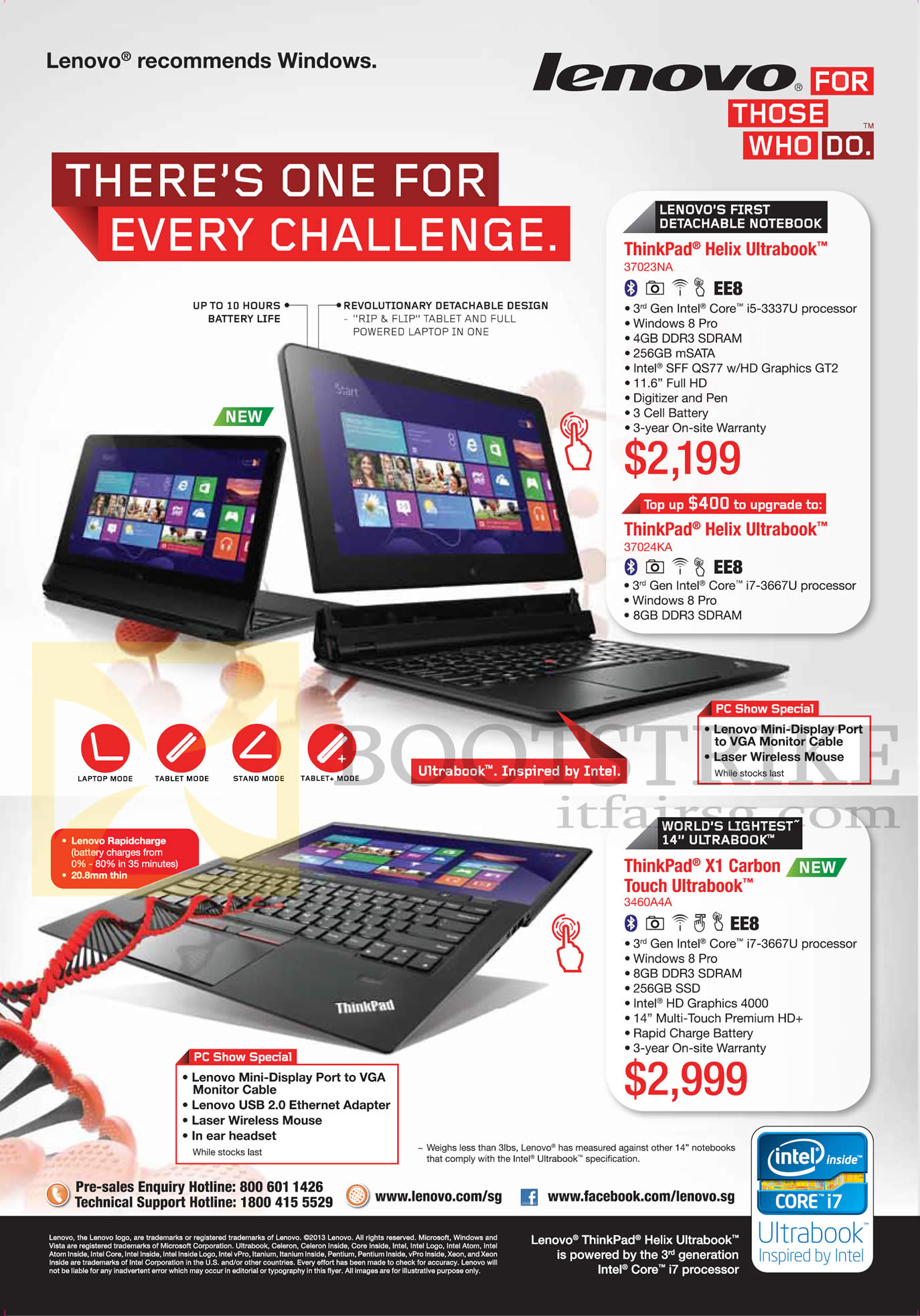 PC SHOW 2013 price list image brochure of Lenovo Notebooks ThinkPad Helix, X1 Carbon Touch