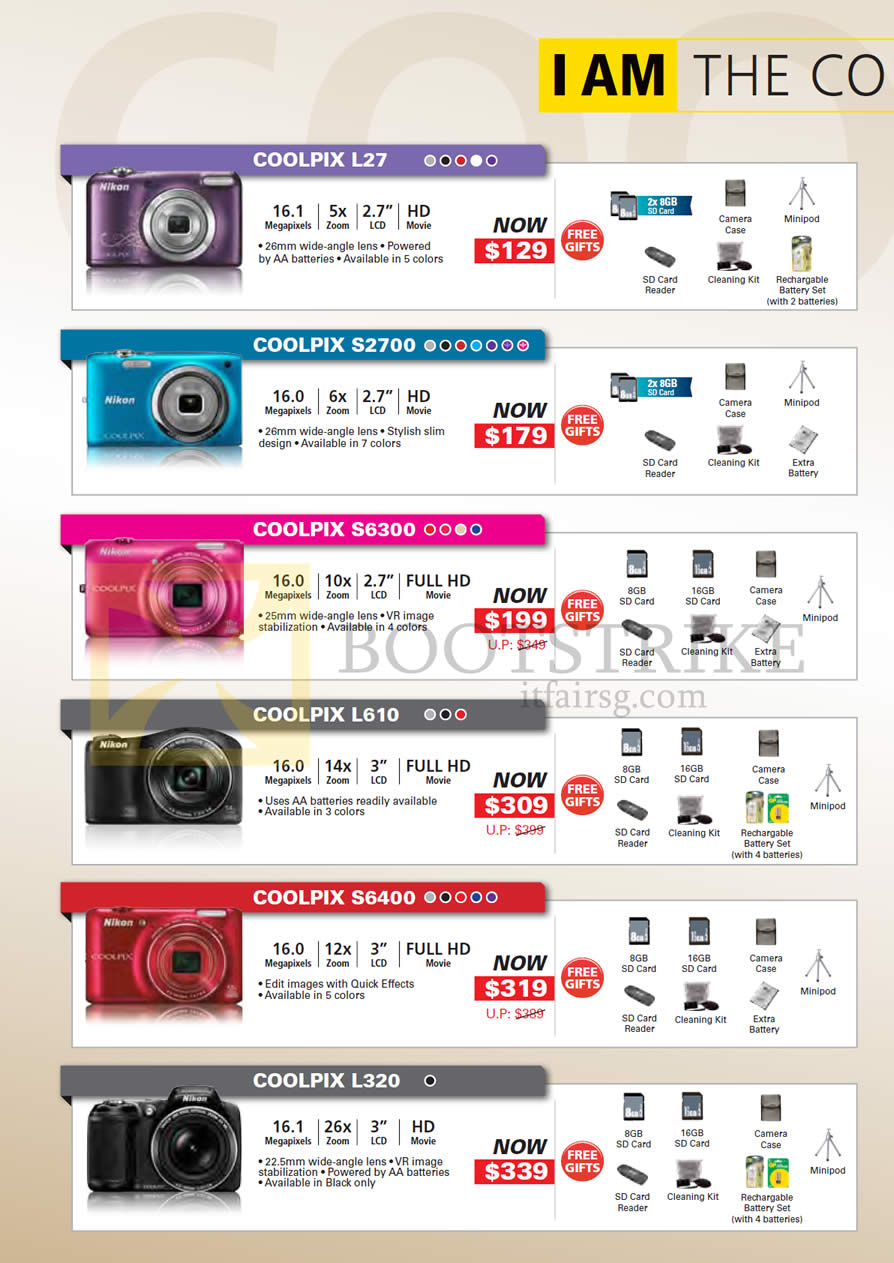 PC SHOW 2013 price list image brochure of Nikon Digital Cameras Coolpix L27, S2700, S6300, L610, S6400, L320