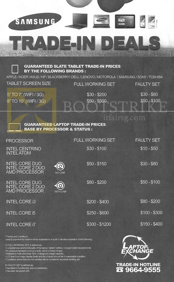 PC SHOW 2013 price list image brochure of Samsung Notebook Trade In Prices, Tablet, Laptop Exchange