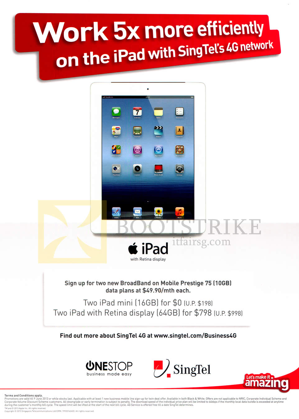 PC SHOW 2013 price list image brochure of Singtel Business Apple IPad 4, Broadband On Mobile, IPad Mini