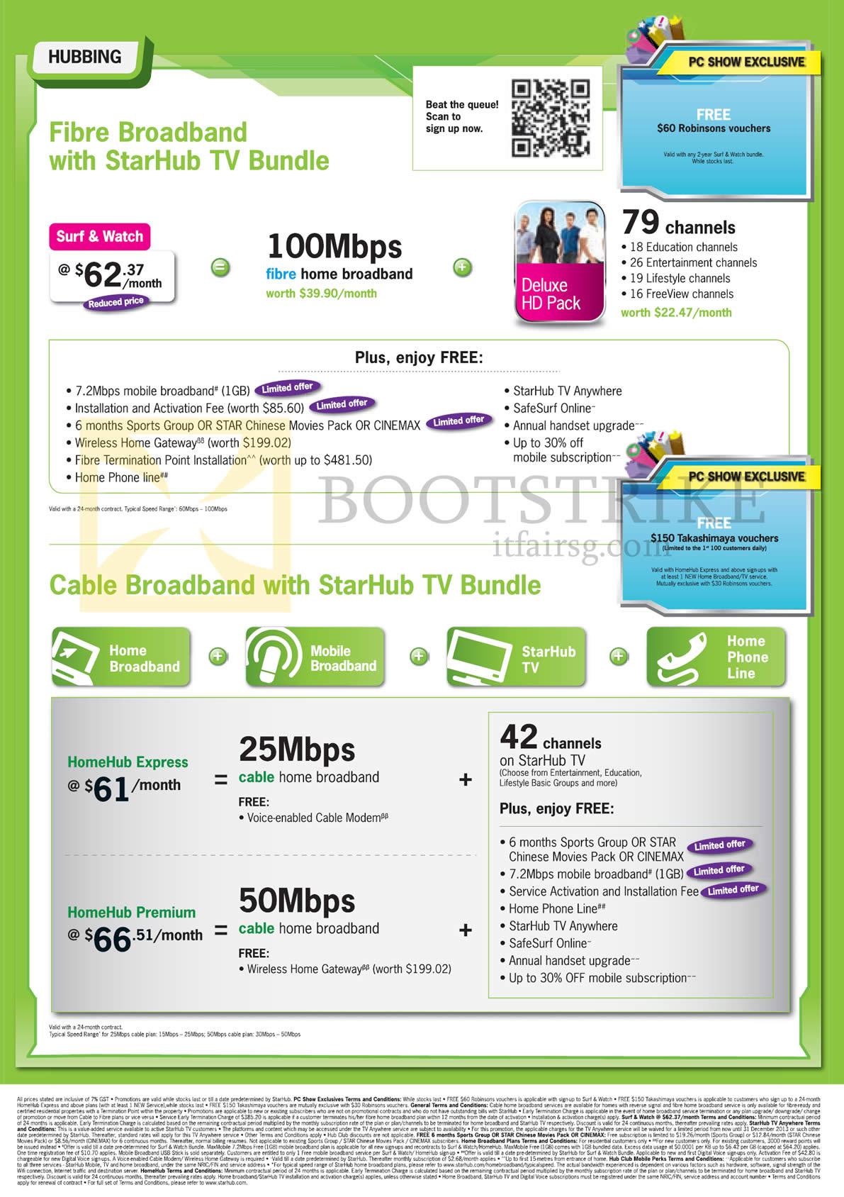 PC SHOW 2013 price list image brochure of Starhub Broadband Cable, Hubbing Surf N Watch, Deluxe HD Pack