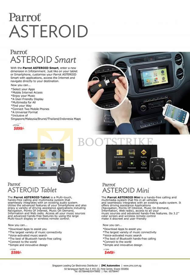 PC SHOW 2013 price list image brochure of ZMC Automotive Parrot Asteroid Smart, Asteroid Tablet, Mini