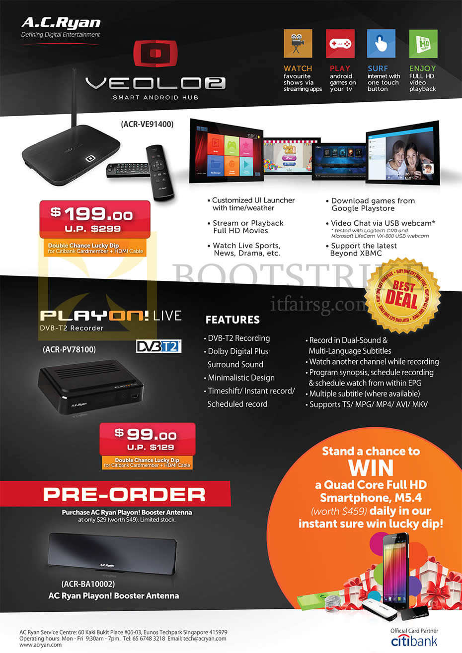 PC SHOW 2014 price list image brochure of AC Ryan Veolo 2 ACR-VE91400, Play On Live DVB-T2 DVR Recorder