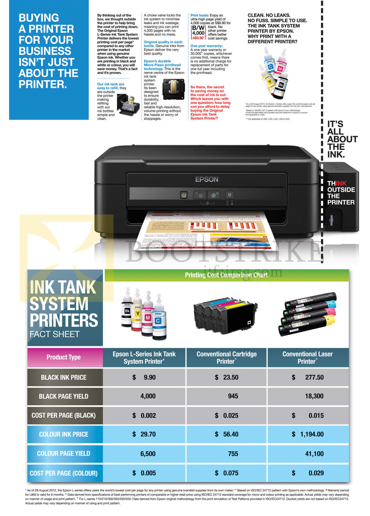 PC SHOW 2014 price list image brochure of Epson Ink Tank System Printers Printing Cost Comparison Chart