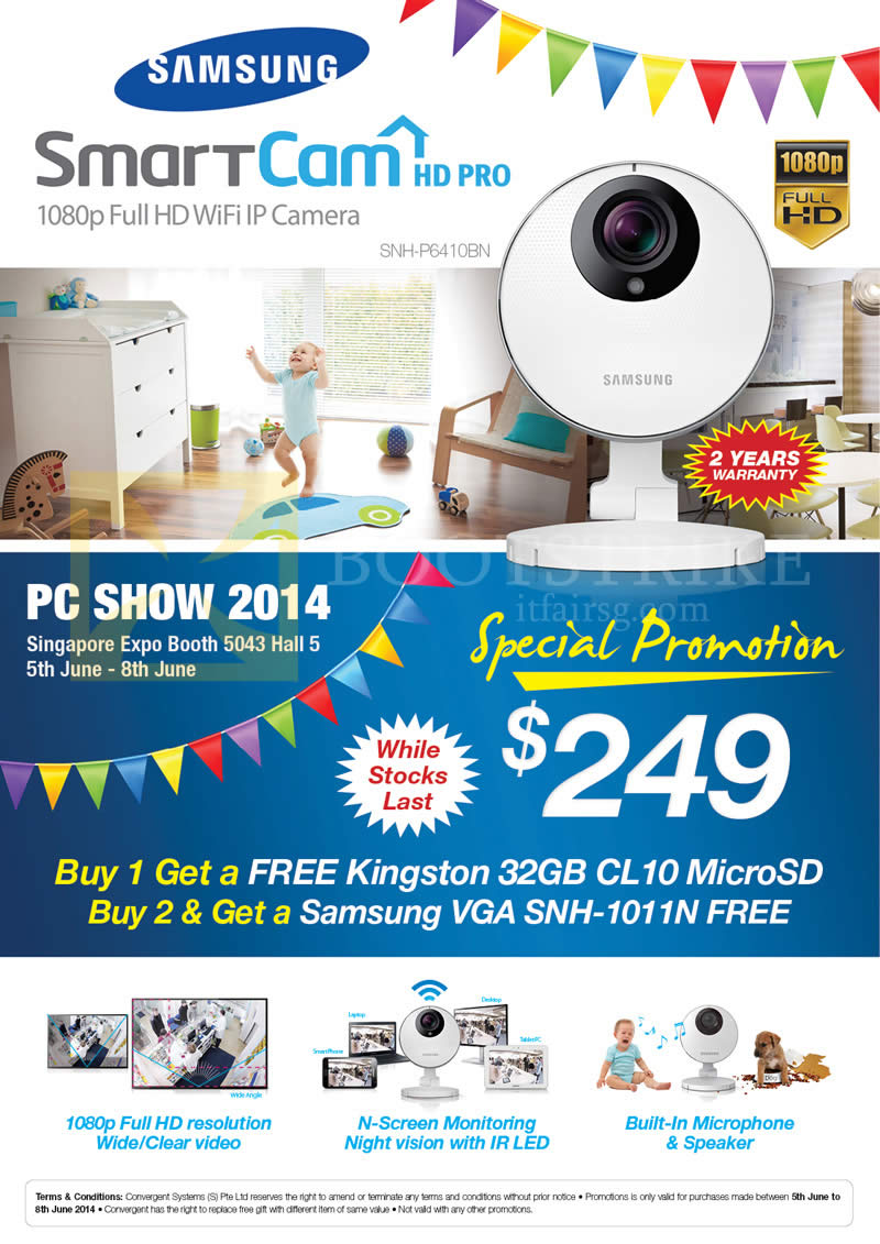 PC SHOW 2014 price list image brochure of P Mobile Samsung SmartCam IPCam HD Pro SNH-P6410BN