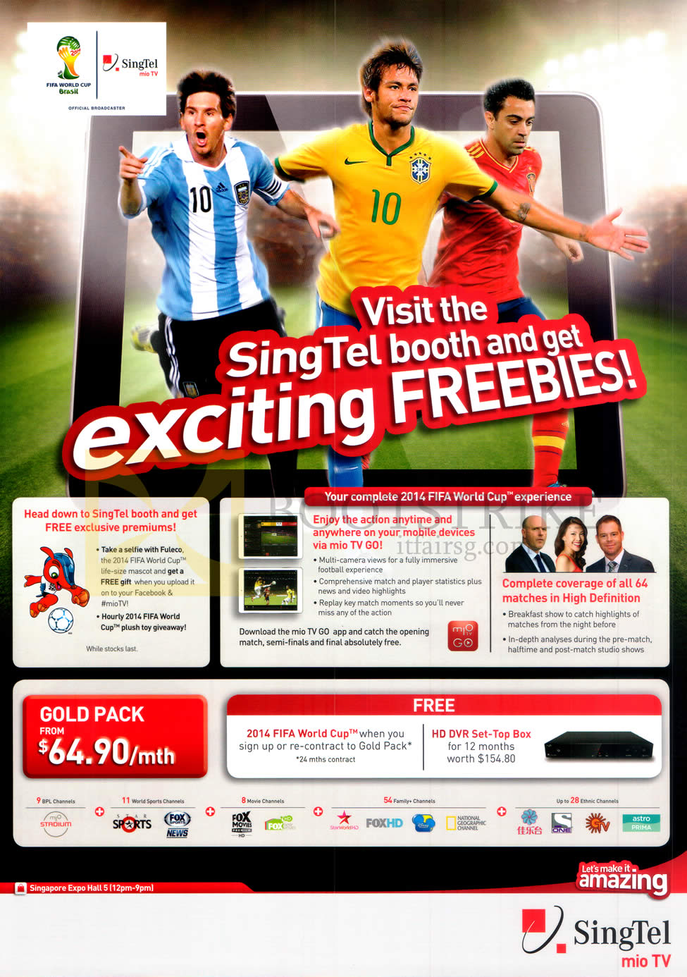 PC SHOW 2014 price list image brochure of Singtel Mio TV Gold Pack, Fifa World Cup