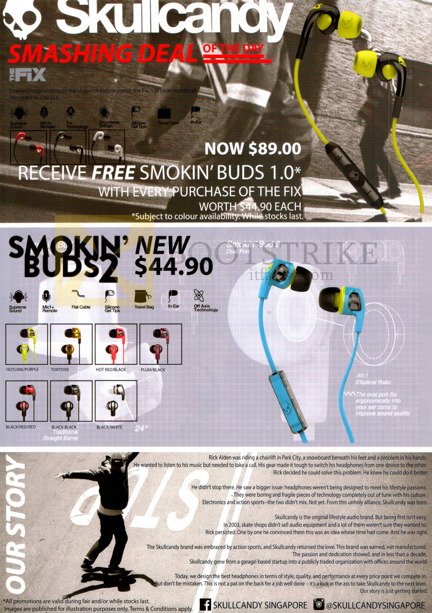 PC SHOW 2014 price list image brochure of Skullcandy Smokin Buds 1, 2, 