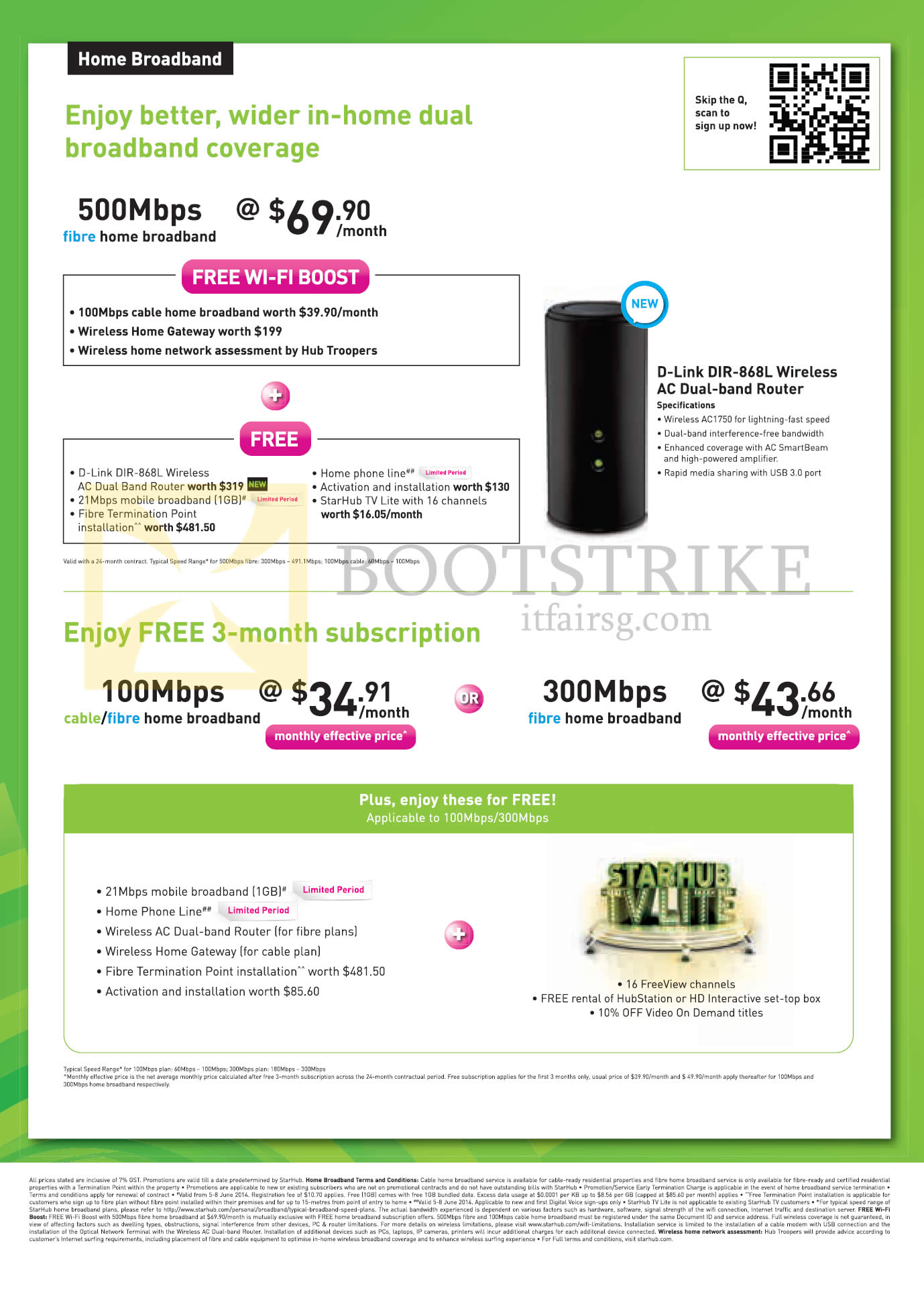 PC SHOW 2014 price list image brochure of Starhub Broadband Fibre 500Mbps 69.90, Free 3 Mth 100Mbps Cable Fibre, 300Mbps