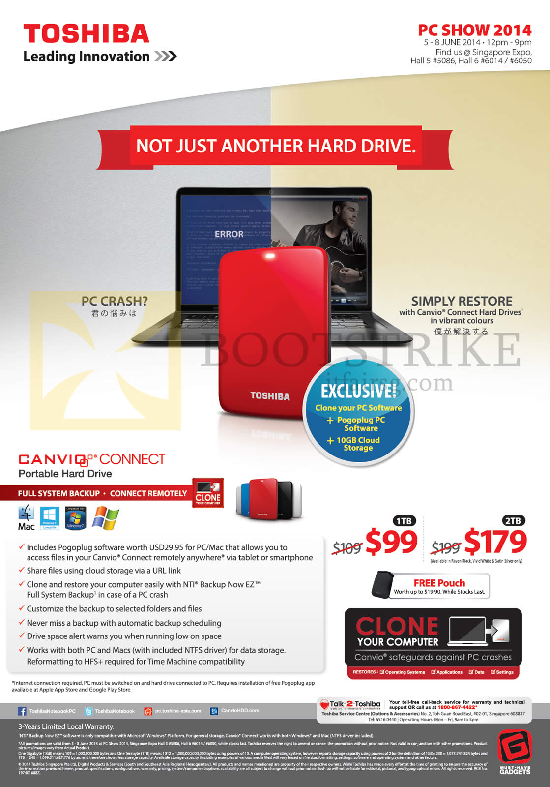 PC SHOW 2014 price list image brochure of Toshiba External Storage Canvio Connect 1TB 2TB