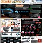 Keyboards, Mouse, Headsets, Microsoft, Logitech, Roccat, Steelseries, Prolink Gaming, CMStorm, Quickfire XT