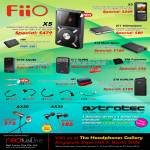 The Headphones Gallery FiiO X5 Player, Amplifiers E07K Andes, E17 Alphen, E06, E11, E12, E18 Kunlun, X3, Charger, Astrotec Earphones AX30 AX35