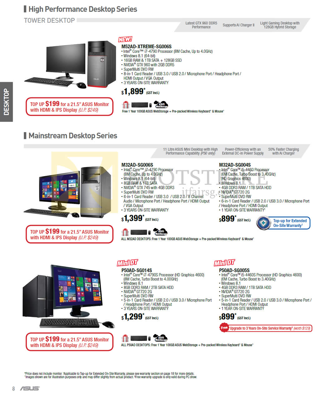 PC SHOW 2015 price list image brochure of ASUS Desktop PC M52AD-XTREME-SG006S, M32AD-SG006S, M32AD-SG004S, P50AD-SG014S, P50AD-SG005S