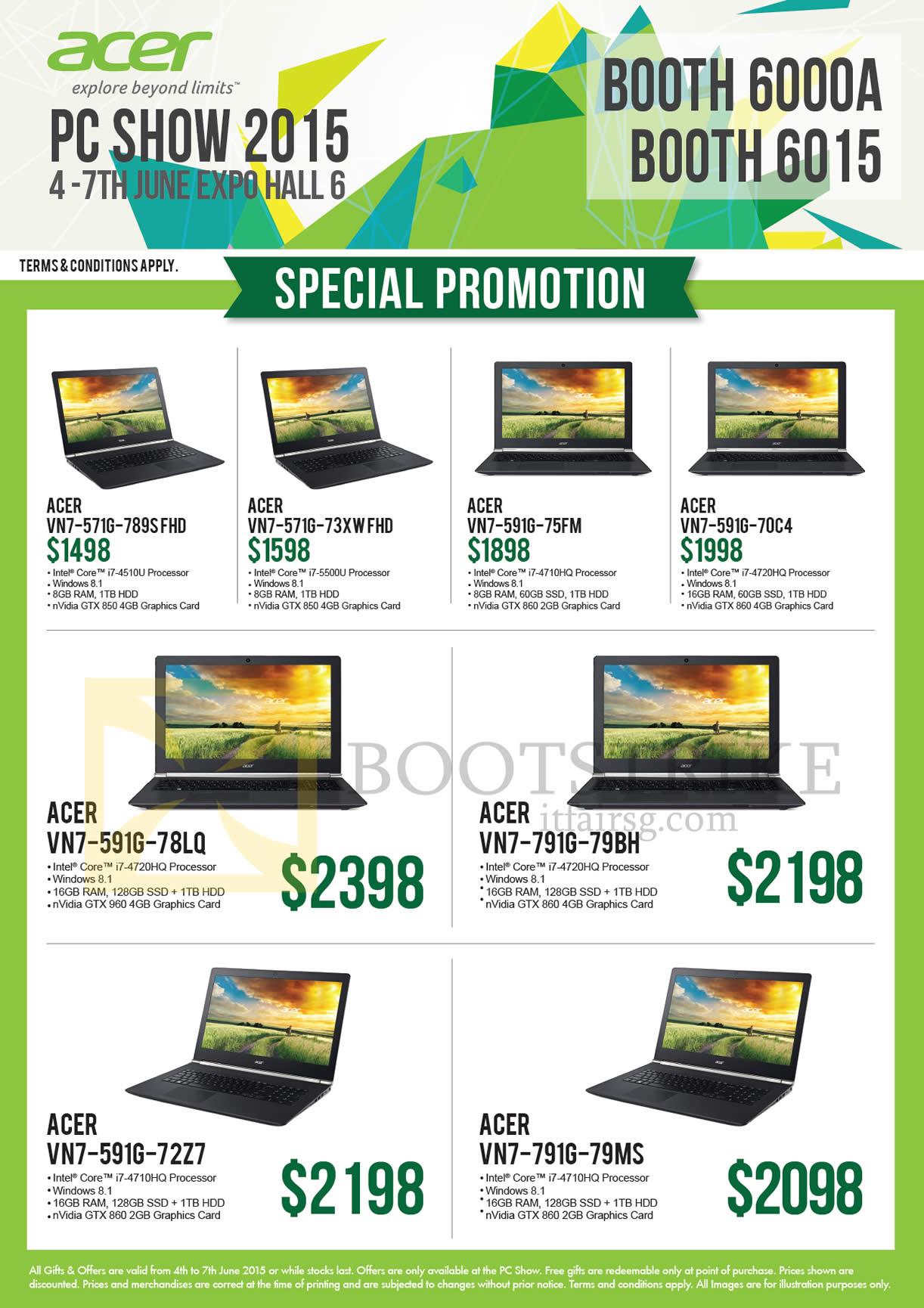 PC SHOW 2015 price list image brochure of Acer Newstead Notebooks VN7-571G-789SFHD, 73XWFHD, 591G-75FM, 70C4, 78LQ, 72Z7, 791G-79BH, 79MS