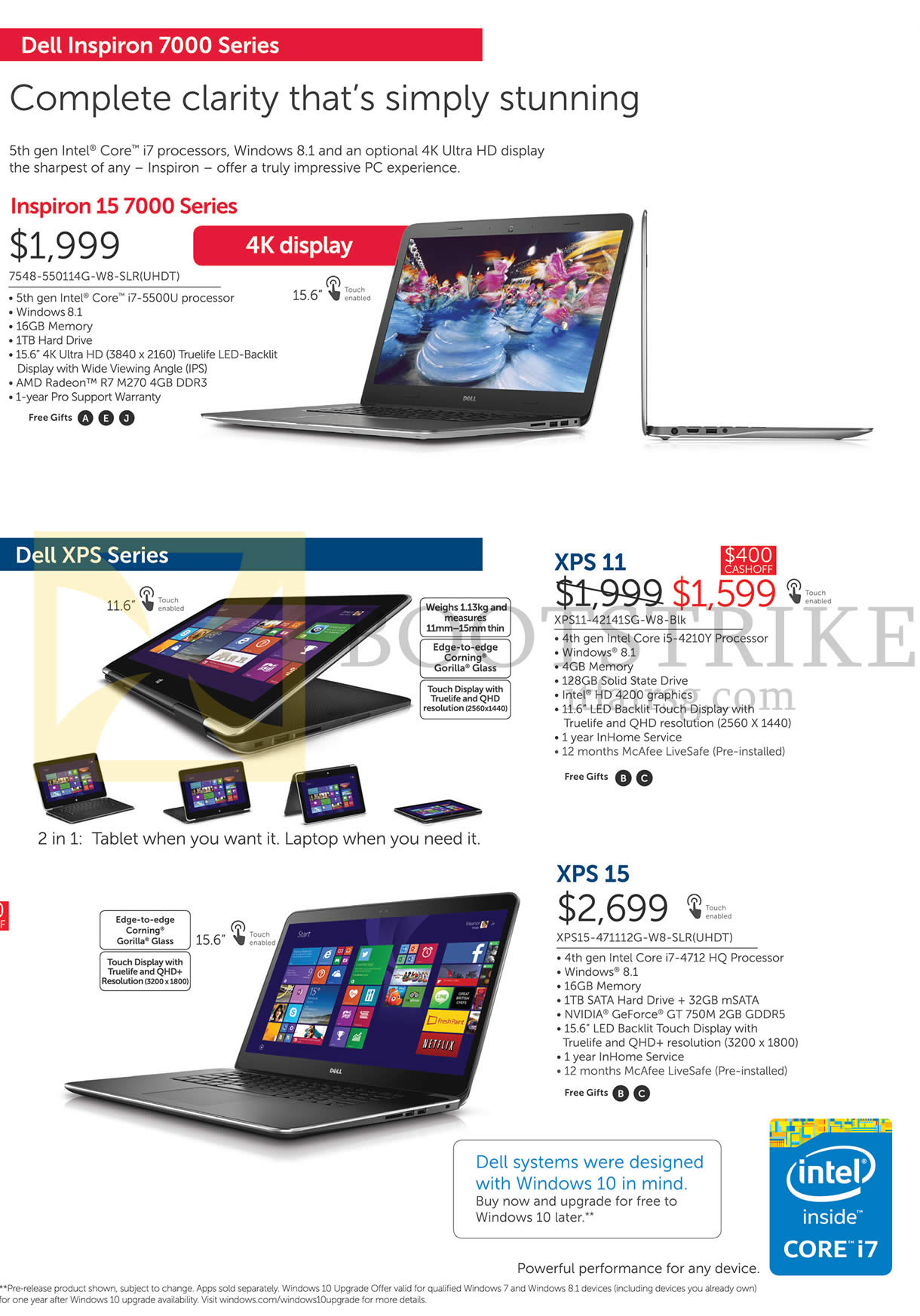 PC SHOW 2015 price list image brochure of Dell Notebooks Inspiron 15 7000 Series, XPS 11, XPS 15