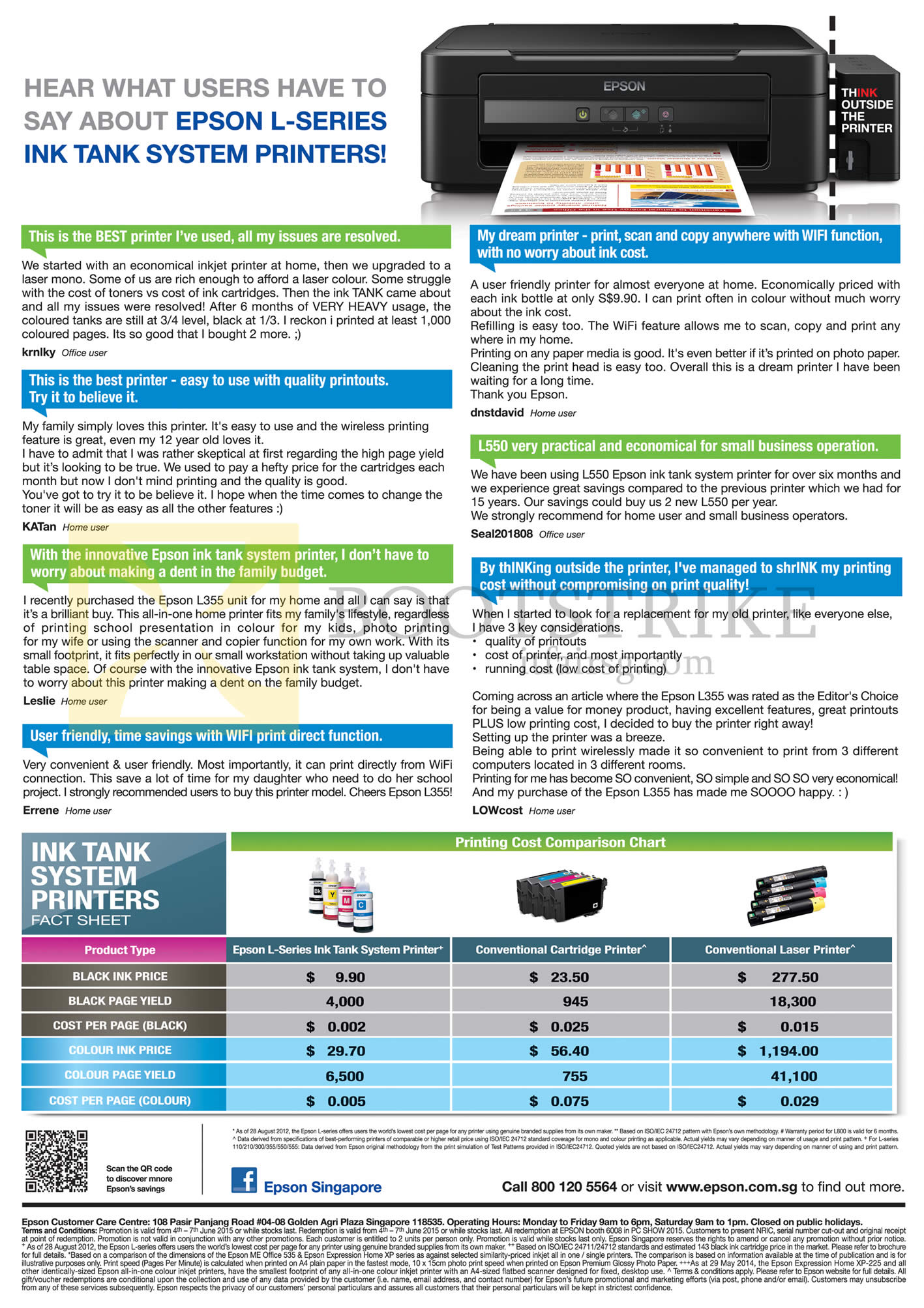 PC SHOW 2015 price list image brochure of Epson Ink Tank System Printers Printing Cost Comparison Chart