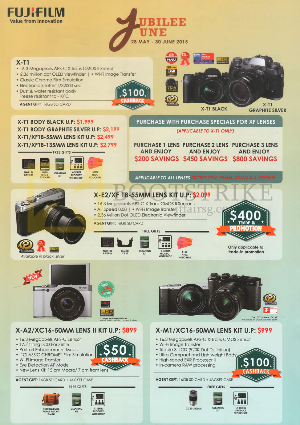 PC SHOW 2015 price list image brochure of Fujifilm Digital Cameras X-T1, X-E2, X-A2, X-M1