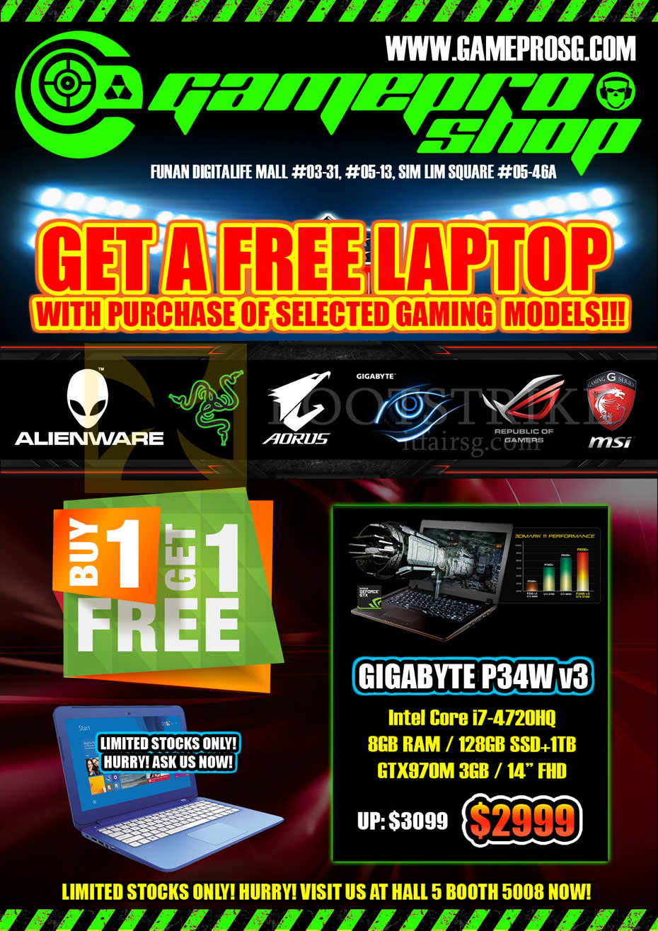 PC SHOW 2015 price list image brochure of Gamepro Notebook Gigabyte P34W V3