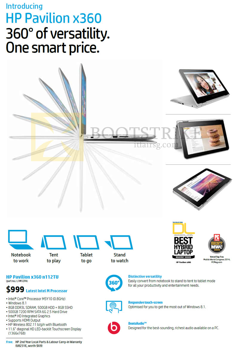 PC SHOW 2015 price list image brochure of HP Notebook Pavilion X360 N112TU