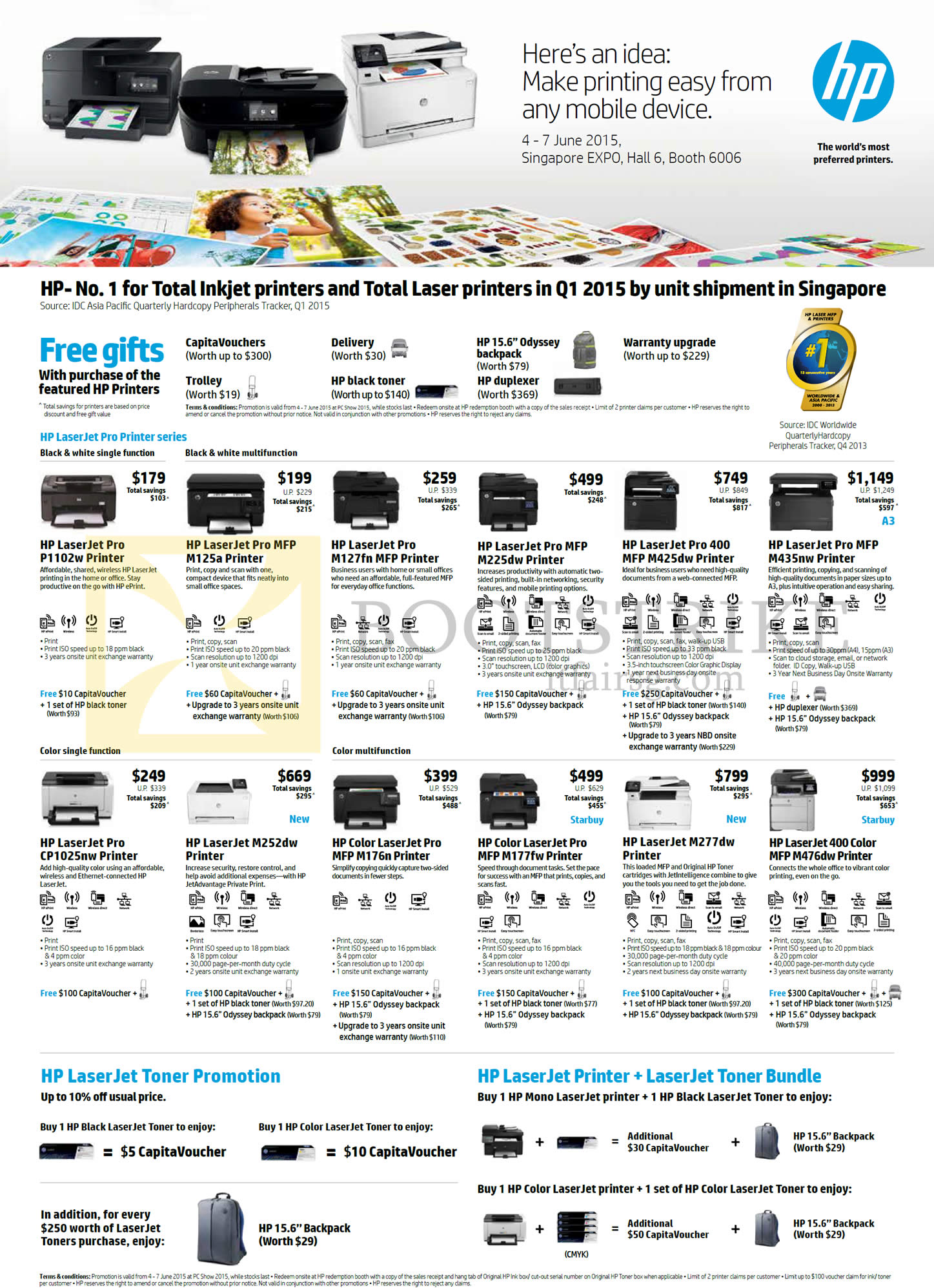 PC SHOW 2015 price list image brochure of HP Printers, Laserjet Pro, MFP, Colour, Toner