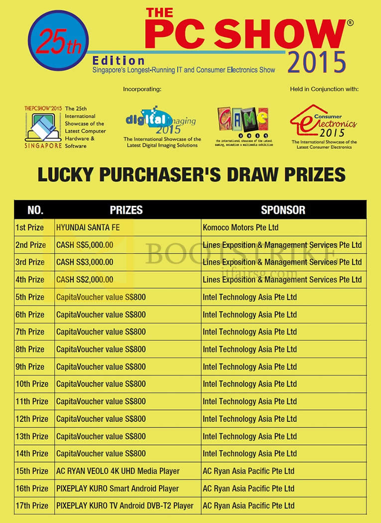 PC SHOW 2015 price list image brochure of Lucky Draw Prizes