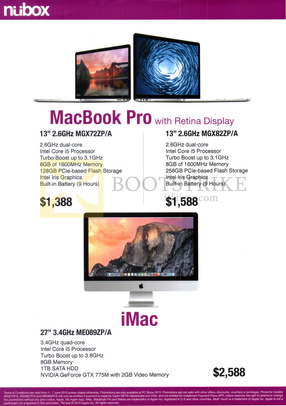 PC SHOW 2015 price list image brochure of Nubox Apple Notebook MacBook Pro, IMac AIO Desktop PC