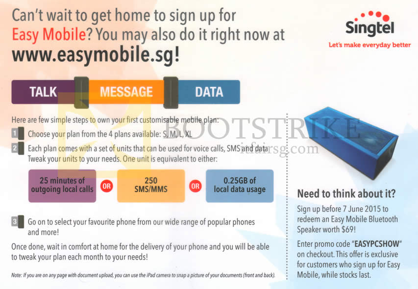 PC SHOW 2015 price list image brochure of Singtel Easymobile Sign-Up