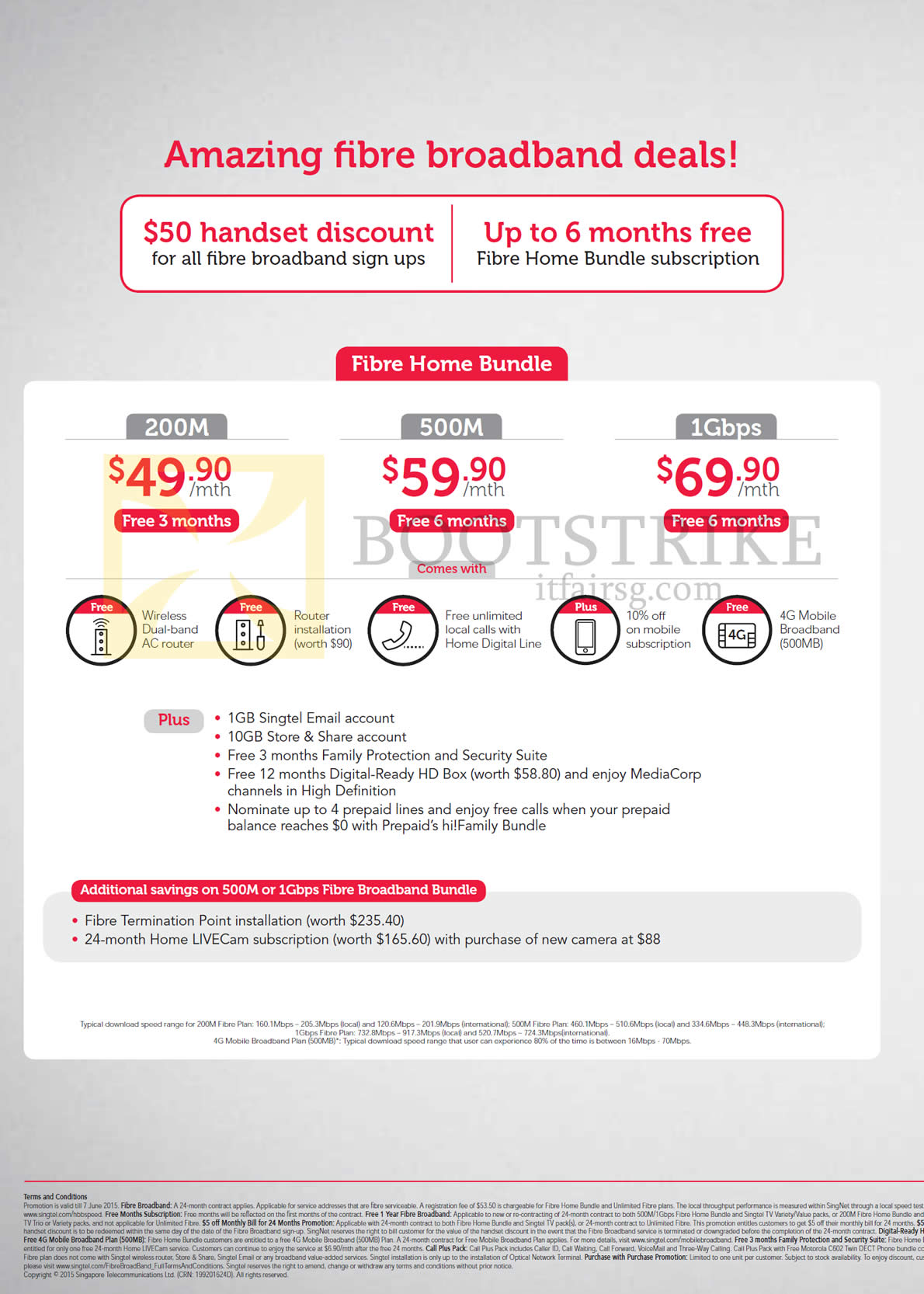 PC SHOW 2015 price list image brochure of Singtel Fibre Broadband 200M Free 3mths, 500M Free 6mths, 1Gbps Free 6mths