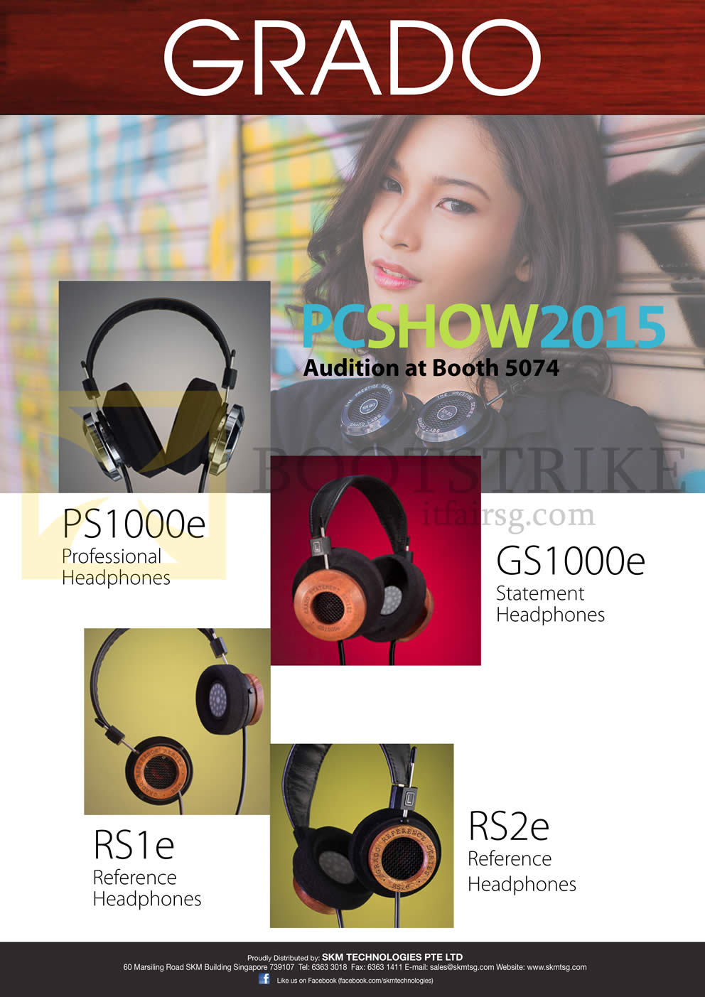 PC SHOW 2015 price list image brochure of Treoo Grado Headphones PS1000e RS1e GS1000e RS2e