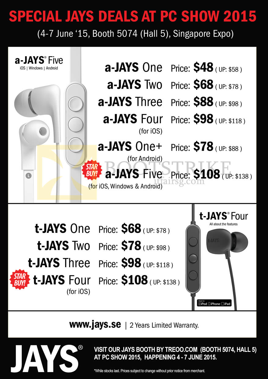 PC SHOW 2015 price list image brochure of Treoo Jays, A-Jays One Two Three Four Plus Five, T-Jays